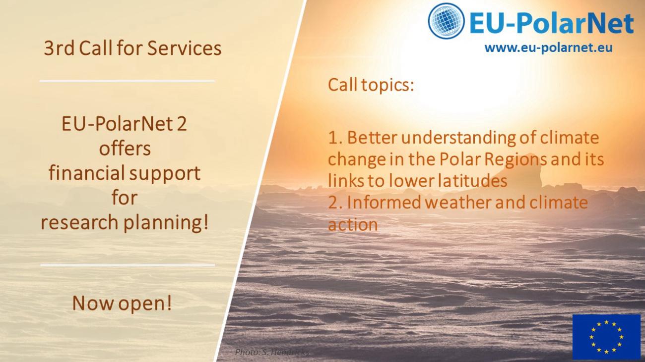 3rd EU-PolarNet 2 Call for Services is now open! Submission deadline: 20 December 2022.