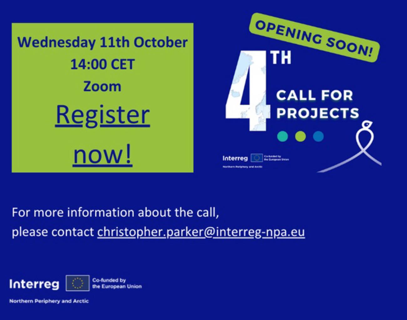 Join Interreg NPA for Call launch on 11th October at 14:00 CET!